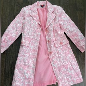 Gallery Pink and White Floral Trench Coat